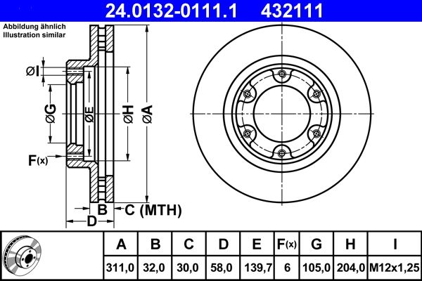 ATE 24.0132-0111.1 Brake Disc