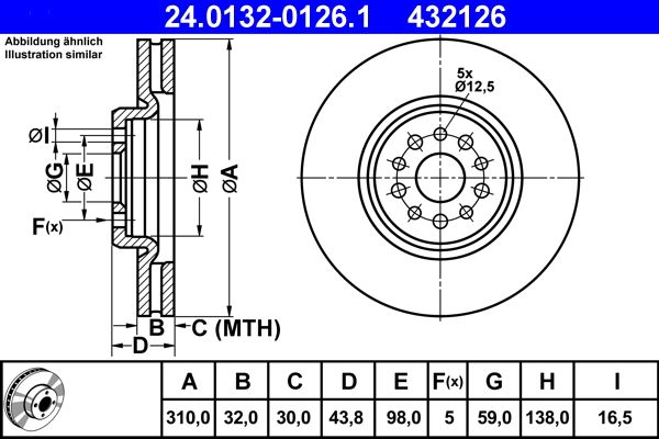 ATE 24.0132-0126.1 Brake Disc