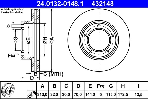 ATE 24.0132-0148.1 Brake Disc