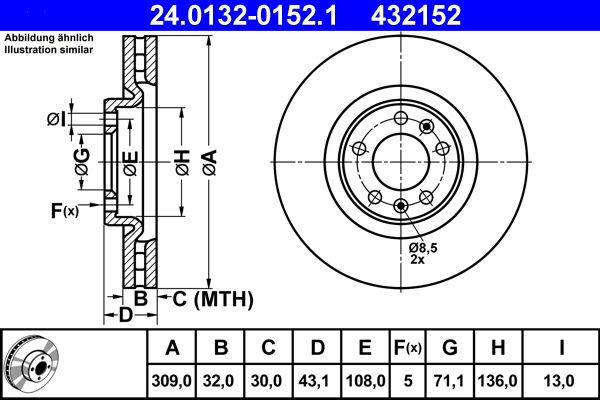 ATE 24.0132-0152.1 Brake Disc