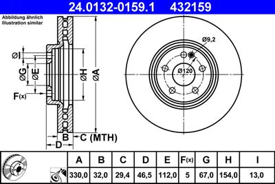 Brake Disc ATE 24.0132-0159.1