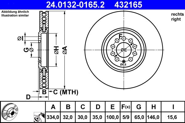 ATE 24.0132-0165.2 Brake Disc