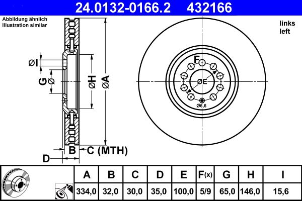 ATE 24.0132-0166.2 Brake Disc