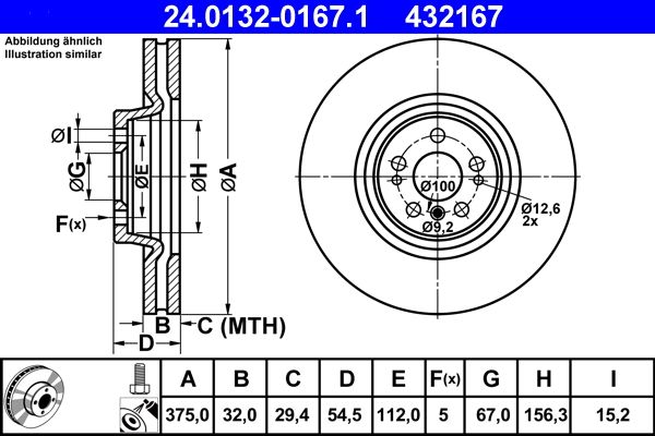 ATE 24.0132-0167.1 Brake Disc
