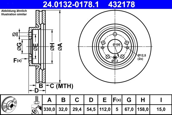 ATE 24.0132-0178.1 Brake Disc