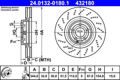 Brake Disc ATE 24.0132-0180.1