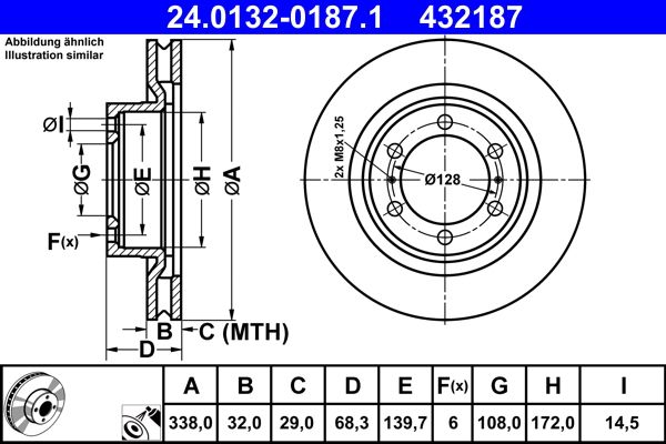 ATE 24.0132-0187.1 Brake Disc