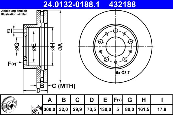 ATE 24.0132-0188.1 Brake Disc