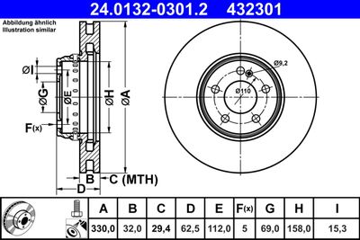 Brake Disc ATE 24.0132-0301.2
