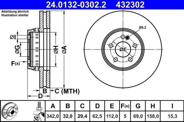 ATE 24.0132-0302.2 Brake Disc