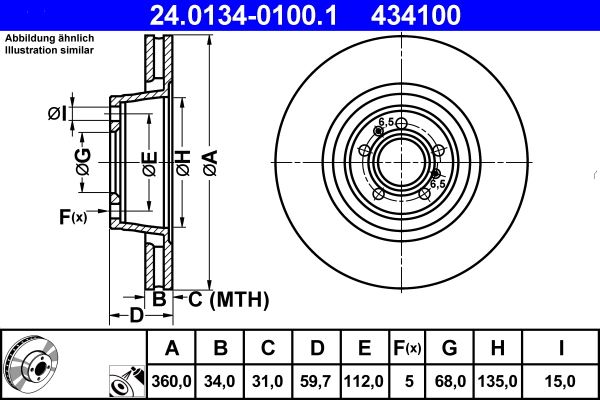 ATE 24.0134-0100.1 Brake Disc