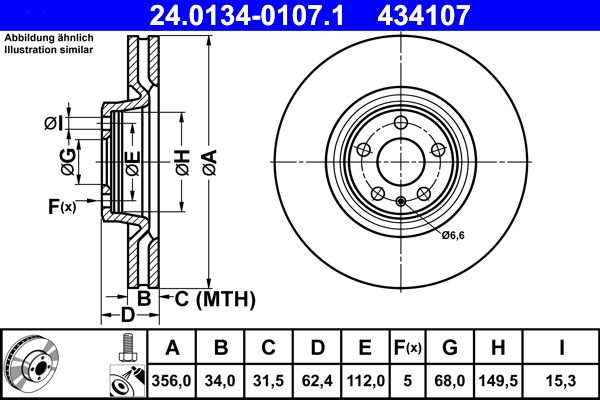 ATE 24.0134-0107.1 Brake Disc