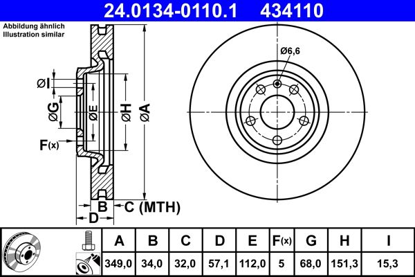 ATE 24.0134-0110.1 Brake Disc
