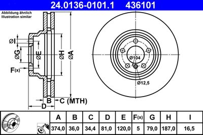 Brake Disc ATE 24.0136-0101.1