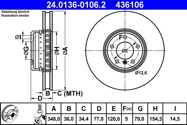 ATE 24.0136-0106.2 Brake Disc