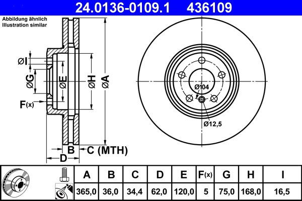 ATE 24.0136-0109.1 Brake Disc