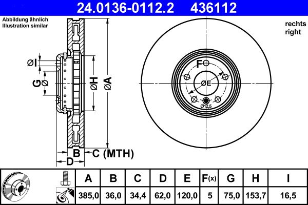 ATE 24.0136-0112.2 Brake Disc