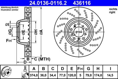 Brake Disc ATE 24.0136-0116.2