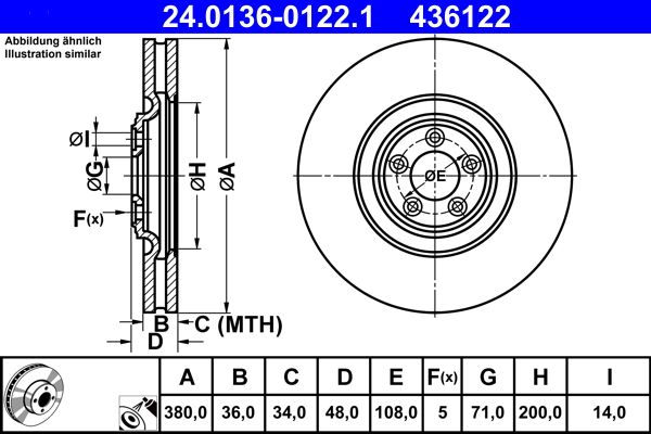 ATE 24.0136-0122.1 Brake Disc