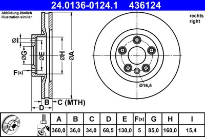 Brake Disc ATE 24.0136-0124.1