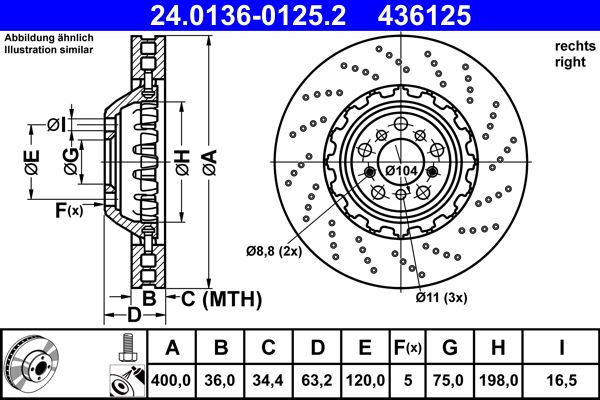 ATE 24.0136-0125.2 Brake Disc