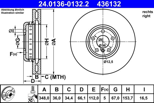 ATE 24.0136-0132.2 Brake Disc