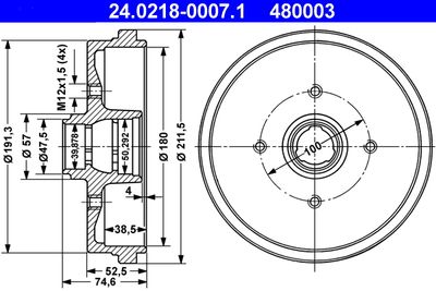 Brake Drum ATE 24.0218-0007.1