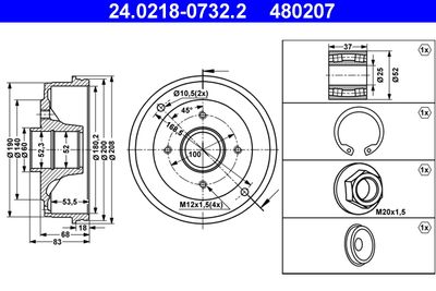 Brake Drum ATE 24.0218-0732.2
