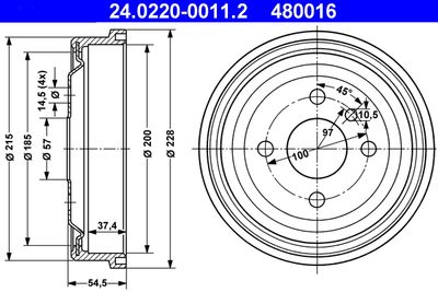 Brake Drum ATE 24.0220-0011.2