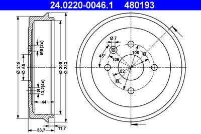 Brake Drum ATE 24.0220-0046.1