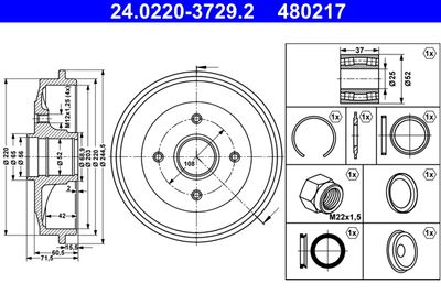Brake Drum ATE 24.0220-3729.2