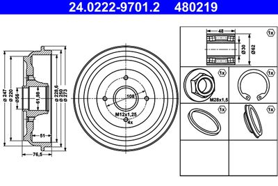 Brake Drum ATE 24.0222-9701.2