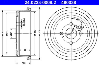 Brake Drum ATE 24.0223-0008.2