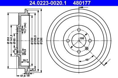 Brake Drum ATE 24.0223-0020.1