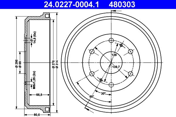ATE 24.0227-0004.1 Brake Drum