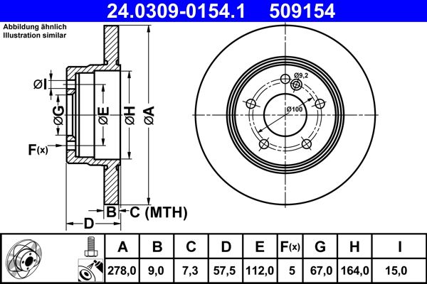 ATE 24.0309-0154.1 Brake Disc