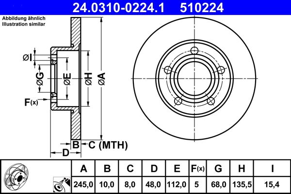 ATE 24.0310-0224.1 Brake Disc