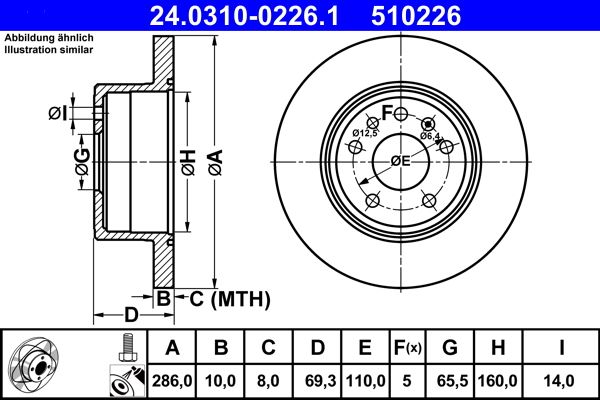 ATE 24.0310-0226.1 Brake Disc