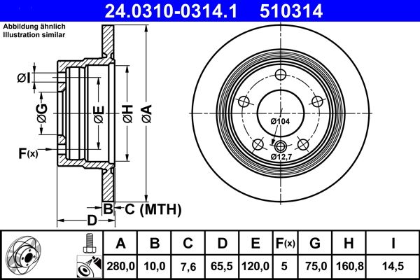 ATE 24.0310-0314.1 Brake Disc