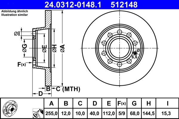 ATE 24.0312-0148.1 Brake Disc