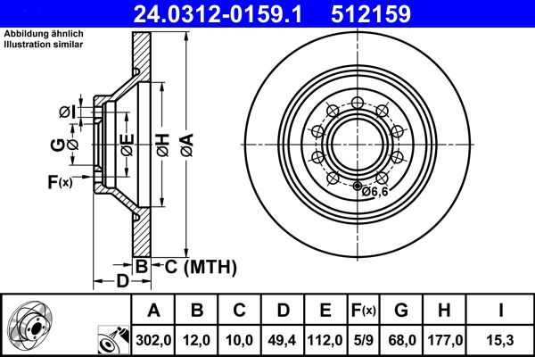 ATE 24.0312-0159.1 Brake Disc