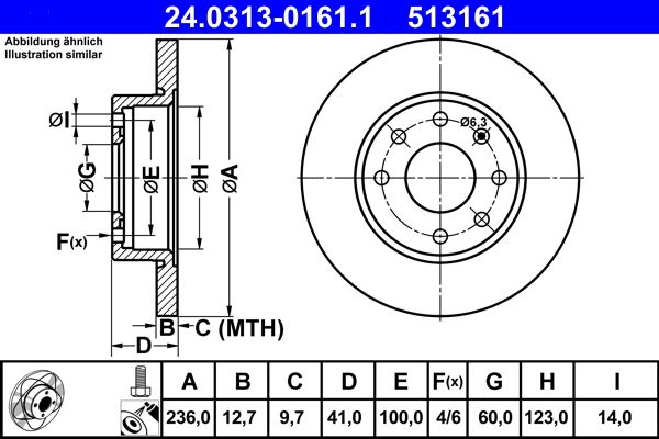 ATE 24.0313-0161.1 Brake Disc