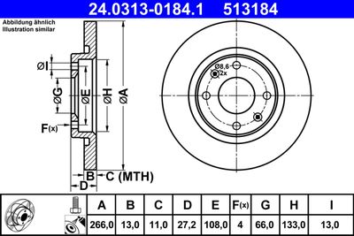 Brake Disc ATE 24.0313-0184.1