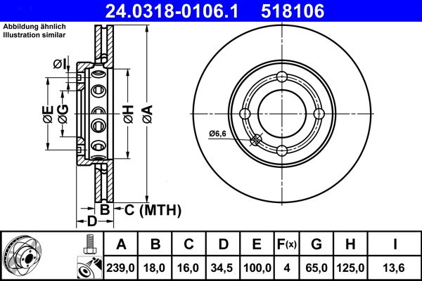 ATE 24.0318-0106.1 Brake Disc
