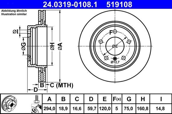 ATE 24.0319-0108.1 Brake Disc