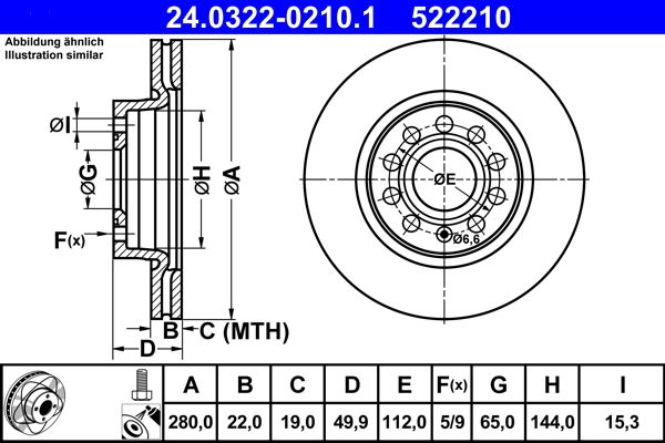 ATE 24.0322-0210.1 Brake Disc