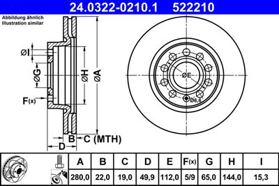 Brake Disc ATE 24.0322-0210.1