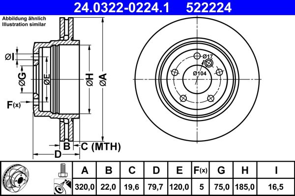 ATE 24.0322-0224.1 Brake Disc