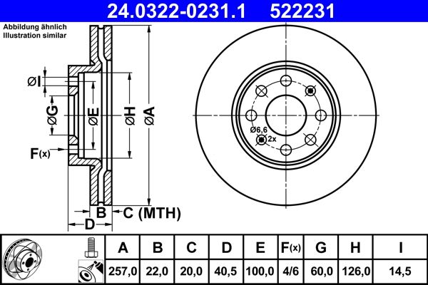 ATE 24.0322-0231.1 Brake Disc