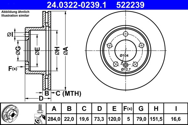 ATE 24.0322-0239.1 Brake Disc